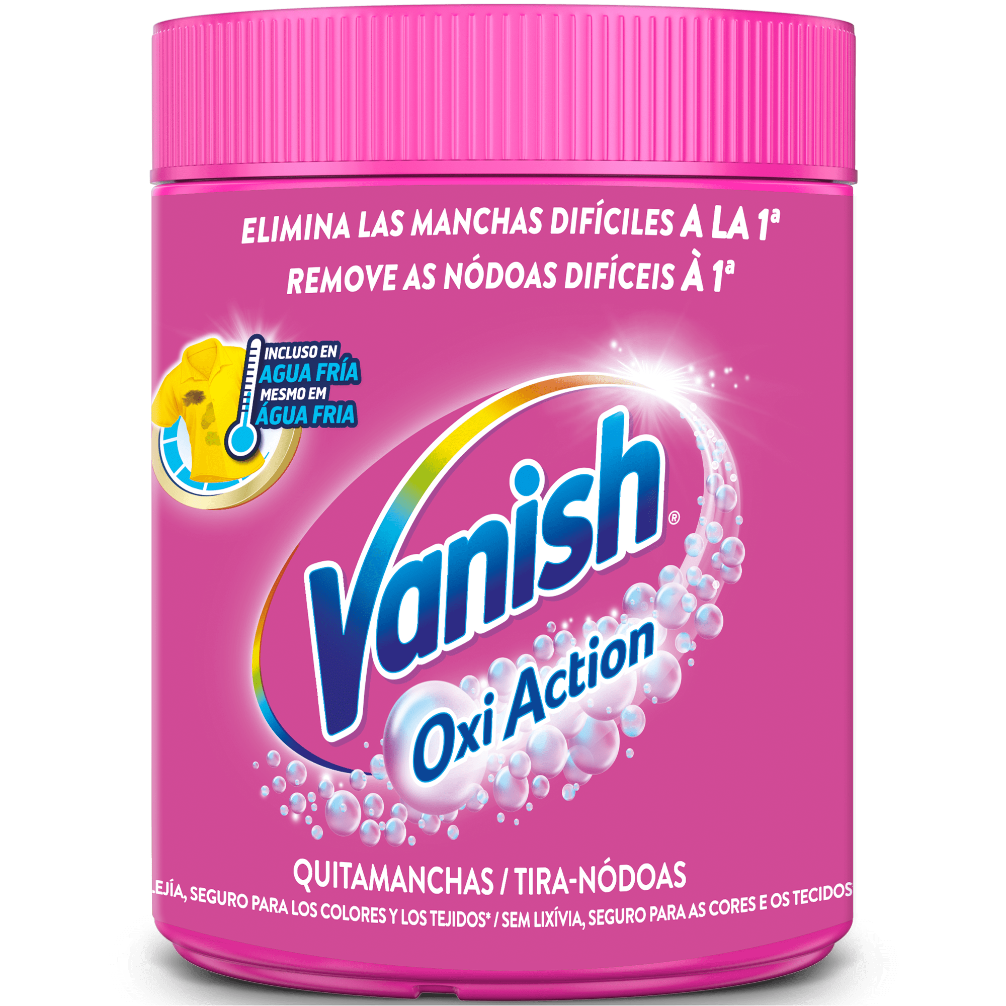 Vanish Oxi Action es un quitamanchas eficaz para la ropa sin lejía que acaba con las manchas en un solo lavado. Formato polvo.